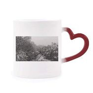 Dıythinker Kırmızı Çok Renkli Snowscene Saçaklar Fotoğrafçılık Şekil Isıya Duyarlı Kalp Kupası