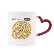 Dıythinker Kırmızı Çok Renkli Sosis Mantar Pizza İtalya Gıdalar Isıya Duyarlı Kalp Kupası