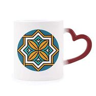 Dıythinker Kırmızı Çok Renkli Soyut Fas Stili Geometri Desen Isıya Duyarlı Kalp Kupası