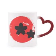 Dıythinker Kırmızı Çok Renkli Soyut Fırça Boyama Japonya Şekil Isıya Duyarlı Kalp Kupa