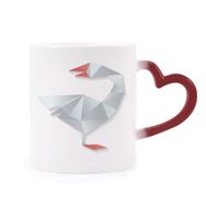 Dıythinker Kırmızı Çok Renkli Soyut Geometrik Kaz Origami Desenli Şekil Isıya Duyarlı Kalp Kupası