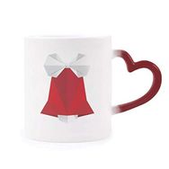 Dıythinker Kırmızı Çok Renkli Soyut Noel Origami Fiyonk Desen Isıya Duyarlı Kalp Kupası