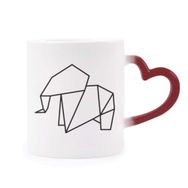 Dıythinker Kırmızı Çok Renkli Soyut Origami Fil Geometrik Şekil Isıya Duyarlı Kalp Kupası