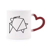 Dıythinker Kırmızı Çok Renkli Soyut Origami Kaplumbağa Geometrik Şekil Isıya Duyarlı Kalp Kupası