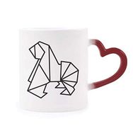 Dıythinker Kırmızı Çok Renkli Soyut Origami Köpek Geometrik Şekil Isıya Duyarlı Kalp Kupası