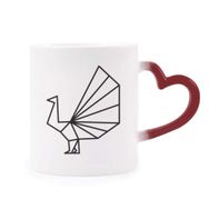 Dıythinker Kırmızı Çok Renkli Soyut Origami Tavuskuşu Geometrik Şekil Isıya Duyarlı Kalp Kupası
