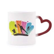 Dıythinker Kırmızı Çok Renkli Spor Kayak Kayak Grafiti İllüstrasyon Şekil Isıya Duyarlı Kalp Kupa