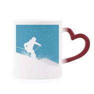 Dıythinker Kırmızı Çok Renkli Spor Kayak Kayak Kayak Direk Şekil Isıya Duyarlı Kalp Kupası