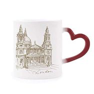 Dıythinker Kırmızı Çok Renkli St.paul's Cathedral England London Morphing Isıya Duyarlı Kalp Kupa