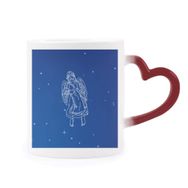 Dıythinker Kırmızı Çok Renkli Star Universe Başak Takımyıldızı Desenli Şekil Isıya Duyarlı Kalp Kupası