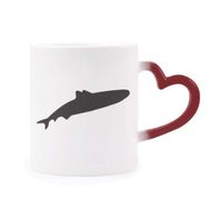 Dıythinker Kırmızı Çok Renkli Streamline Shark Fierce Fish Silhouette Morphing Mug Isıya Duyarlı Kalp Kupası