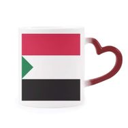 Dıythinker Kırmızı Çok Renkli Sudan Ulusal Bayrağı Afrika Ülke Isıya Duyarlı Kalp Kupası