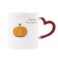 Dıythinker Kırmızı Çok Renkli Şükran Günü Desenli Çizgi Film Pumkin Şekil Isıya Duyarlı Kalp Kupa