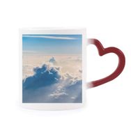 Dıythinker Kırmızı Çok Renkli Sunshine Clouds Blue Sky Morphing Isıya Duyarlı Kalp Kupası