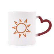 Dıythinker Kırmızı Çok Renkli Sunshine Sun El Boyama Turuncu Şekil Isıya Duyarlı Kalp Kupa