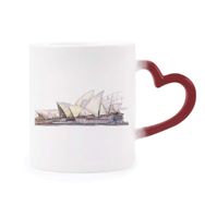 Dıythinker Kırmızı Çok Renkli Sydney Opera Binası Sydney Morphing Isıya Duyarlı Kalp Kupası