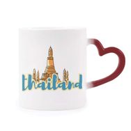 Dıythinker Kırmızı Çok Renkli Tayland Wat Haw Pha Kaew İllüstrasyon Isıya Duyarlı Kalp Kupası