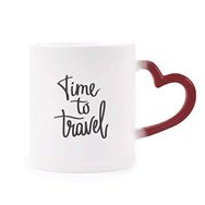 Dıythinker Kırmızı Çok Renkli Time To Travel Alıntı Isıya Duyarlı Kalp Kupa
