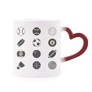 Dıythinker Kırmızı Çok Renkli Top Sınıfı Spor Basit Geometri Desen Isıya Duyarlı Kalp Kupası