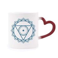 Dıythinker Kırmızı Çok Renkli Totem Çiçek Geometri Daire Sembolü Isıya Duyarlı Kalp Kupası