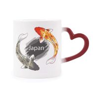 Dıythinker Kırmızı Çok Renkli Totem El Yapımı Japon Şekil Isıya Duyarlı Kalp Kupa