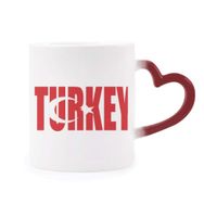 Dıythinker Kırmızı Çok Renkli Türkiye Ülke Bayrağı İsim Isıya Duyarlı Kalp Kupa