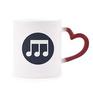 Dıythinker Kırmızı Çok Renkli Üçlü Quaver Müzik Notaları Siyah Şekil Isıya Duyarlı Kalp Kupa