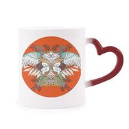 Dıythinker Kırmızı Çok Renkli Ukiyo-e Kanat Çiçek Ağaç Japonya Şekil Isıya Duyarlı Kalp Kupa