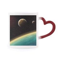 Dıythinker Kırmızı Çok Renkli Universe Planet Galaxy Earth Mavi Şekil Isıya Duyarlı Kalp Kupası
