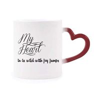 Dıythinker Kırmızı Çok Renkli Ünlü Şiir Alıntısı My Heart Joy Morphing Isıya Duyarlı Kalp Kupa