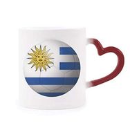 Dıythinker Kırmızı Çok Renkli Uruguay Ulusal Bayrak Futbol Isıya Duyarlı Kalp Kupası