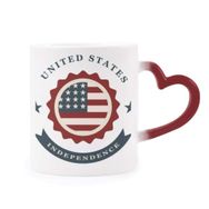 Dıythinker Kırmızı Çok Renkli Usa Shied Independent Day America Şekil Isıya Duyarlı Kalp Kupası