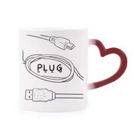 Dıythinker Kırmızı Çok Renkli veri Kablosu Usb Fiş Hattı Elle Çizim Isıya Duyarlı Kalp Kupası