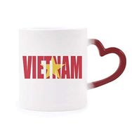 Dıythinker Kırmızı Çok Renkli Vietnam Ülke Bayrağı İsim Isıya Duyarlı Kalp Kupası