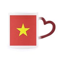 Dıythinker Kırmızı Çok Renkli Vietnam Ulusal Bayrağı Asya Ülke Isıya Duyarlı Kalp Kupası