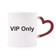 Dıythinker Kırmızı Çok Renkli Vip Only Siyah Sembol Desen Isıya Duyarlı Kalp Kupası