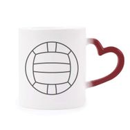 Dıythinker Kırmızı Çok Renkli Voleybol Spor Çizgisi Çizim Deseni Şekil Isıya Duyarlı Kalp Kupası