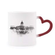 Dıythinker Kırmızı Çok Renkli Washington Amerika Simgesi Mürekkep Şehir Isıya Duyarlı Kalp Kupası