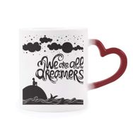 Dıythinker Kırmızı Çok Renkli We Are Dreamers Siyah Beyaz Alıntı Isıya Duyarlı Kalp Kupası