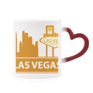 Dıythinker Kırmızı Çok Renkli Welcome To Las vegas Nevada Amerika Isıya Duyarlı Kalp Kupası