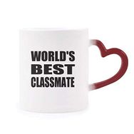 Dıythinker Kırmızı Çok Renkli World's Best Classmate Mezuniyet Sezonu Isıya Duyarlı Kalp Kupası