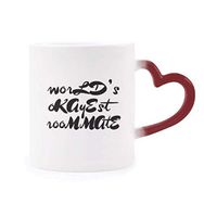 Dıythinker Kırmızı Çok Renkli World's Okayest Roommate Mezuniyet Sezonu Isıya Duyarlı Kalp Kupası