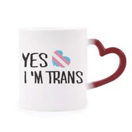 Dıythinker Kırmızı Çok Renkli Yes I'm Trans Lgbt Destek Isıya Duyarlı Kalp Kupası