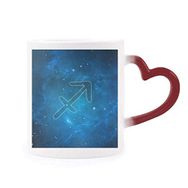 Dıythinker Kırmızı Çok Renkli Yıldızlı Gece Yay Burcu Burç Isıya Duyarlı Kalp Kupası
