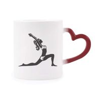 Dıythinker Kırmızı Çok Renkli Yoga Keep Healthy Stretching Siluet Şekil Isıya Duyarlı Kalp Kupası