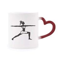 Dıythinker Kırmızı Çok Renkli Yoga Kız Sağlıklı Tutun Spor Silüeti Isıya Duyarlı Kalp Kupası
