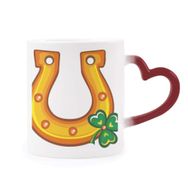 Dıythinker Kırmızı Çok Renkli Yonca U Tipi Demir İrlanda St.patrick's Day Morphing Isıya Duyarlı Kalp Kupası