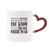 Dıythinker Kırmızı Çok Renkli You Decide Where To Go Alıntı Isıya Duyarlı Kalp Kupa