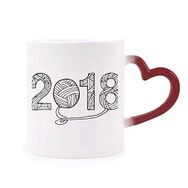 Dıythinker Kırmızı Çok Renkli Yün Top 2018 Mutlu Yeni Yıl Isıya Duyarlı Kalp Kupa