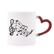Dıythinker Kırmızı Çok Renkli Yuvarlak Şekilli Flappg Müzik Notaları Isıya Duyarlı Kalp Kupası